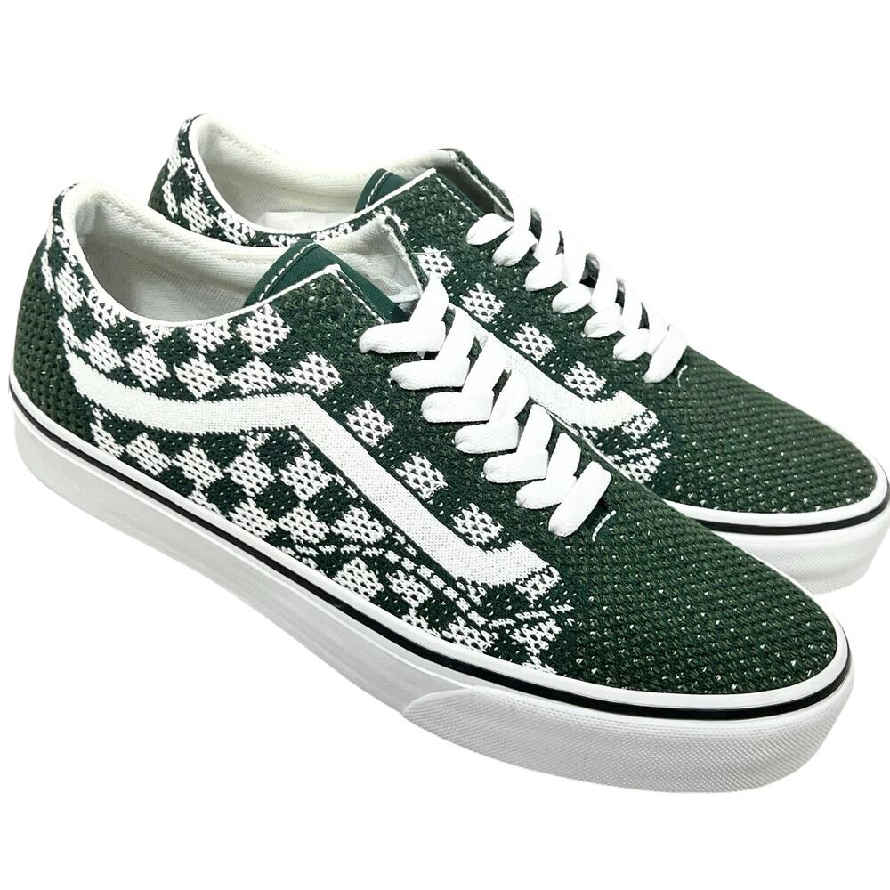 Vans Old Skool 36 EK Knitted Upper Trainers Green White Checkerboard M9 W10.5